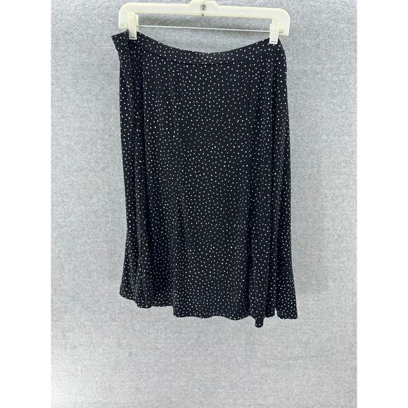 Liz & Co Liz Claiborne Womens sz XL Elastic Waist Polka Dot Black Skirt Y2K Work - Picture 5 of 8